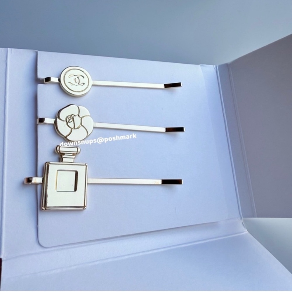 Chanel 3 pc gold hair pin set